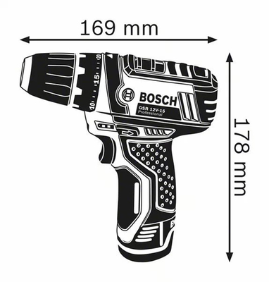 Perceuse-visseuse 12V GSR 12V-15 + 2 batteries 2Ah + chargeur + sacoche - BOSCH - 060186810F