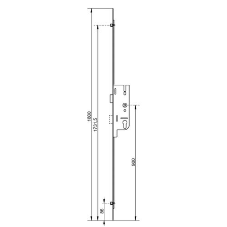 Crémone à larder EUROPA axe 40mm 2 galets carré 7 longueur 1800mm - FERCO - 6-33166-04-0-1