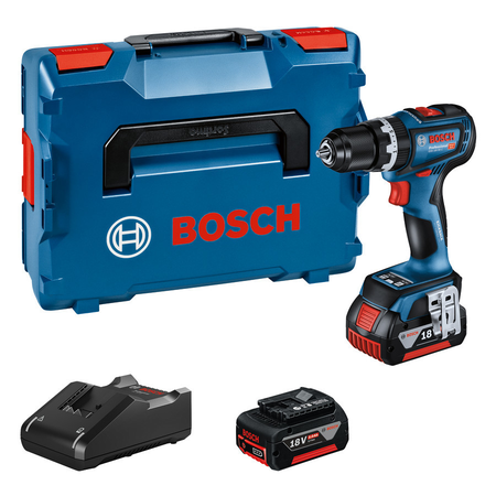 Perceuse-visseuse à percussion 18V GSB 18V-90 C + 2 batteries GBA 5Ah + chargeur en coffret L-BOXX - BOSCH - 06019K6106