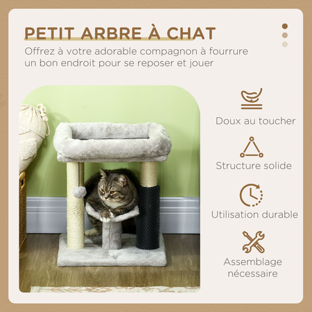 Arbre à chat griffoirs massant panier plateforme jeu boule gris