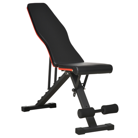 Banc de musculation pliable réglable acier PU rouge noir