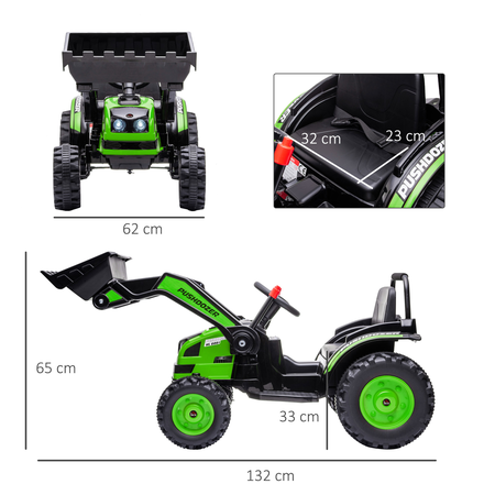 Tracteur tractopelle électrique enfant 6V effets lumineux sonores