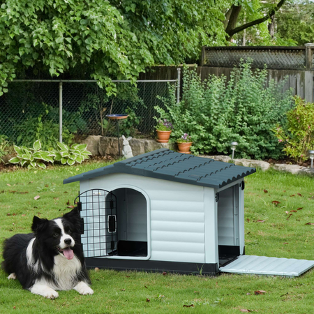 Niche chien style cottage polypropylène blanc noir