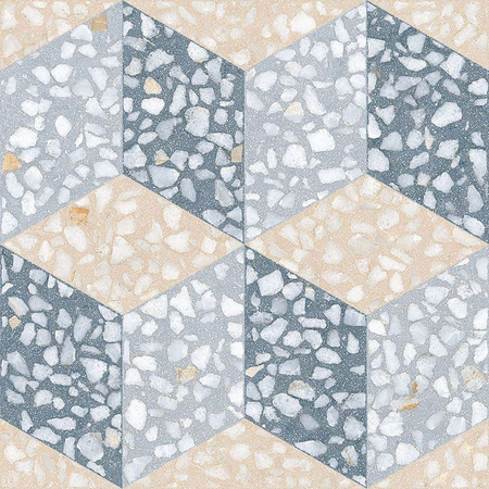 FARNESE CAVOUR AZUL 30 x 30 cm - Carrelage aspect carreaux de ciment fond terrazzo