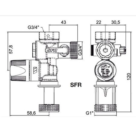 Groupe de sécurité droit SFR 3/4'' pour chauffe-eau - WATTS - 2252550