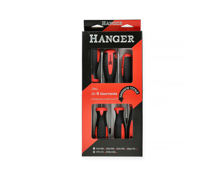 Jeu de 6 tournevis plats et cruciformes PZ - HANGER - 131090