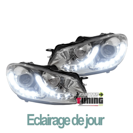 PHARES LED AVEC FEUX DE JOUR DIURNES LOOK PACK GTI POUR VW VOLKSWAGEN GOLF 6 (03676)