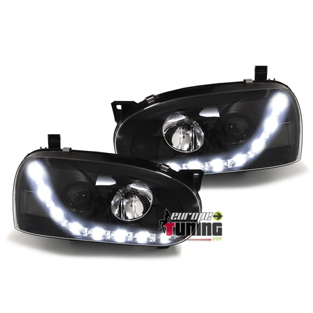 PHARES FEUX AVANTS NOIRS DE JOUR LED DIURNES DRL VOLKSWAGEN VW GOLF 3 (03488)