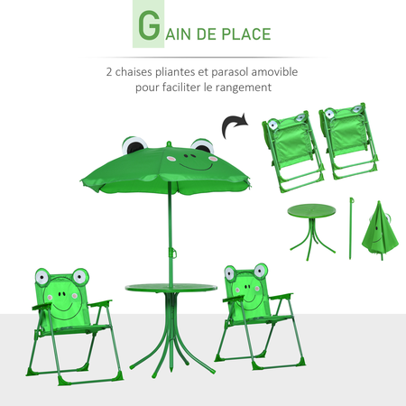 Ensemble salon de jardin enfant 4 pièces design grenouille