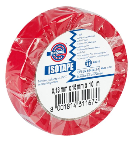 Ruban adhésif ISOTAPE électricien rouge - EUROCEL - 0150S3148