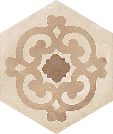 TERRA MIX PATCHWORK HEXAGONAL Chaud - 25x21,6 cm  Carrelage aspect de ciment vieilli Beige