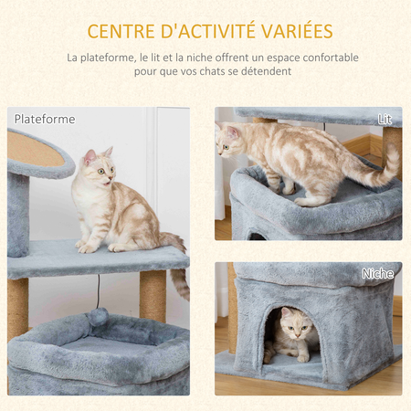 Arbre à chat griffoirs grattoir jute naturelle gris