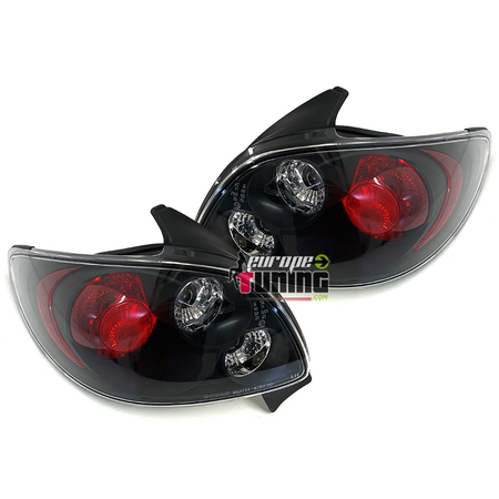 FEUX TUNING SPORT NOIRS ET ROUGES AVEC LISERETS ROUGES POUR PEUGEOT 206 (13659)