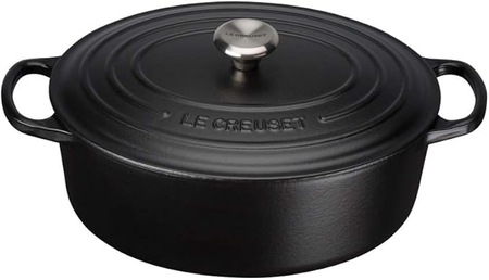 Le Creuset Cocotte Signature en Fonte Émaillée avec Couvercle, 35 cm, Ovale, 8,9 L, Noir Mat