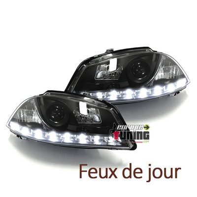 PHARES LED DIURNES NOIRS FEUX DE JOUR SEAT IBIZA 6L (03396)