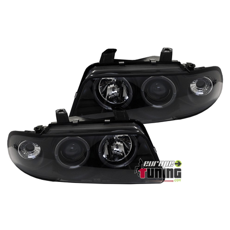 PHARES FEUX AVANTS ANGEL EYES AUDI A4 B5 NOIRS PHASE 1 (03294)