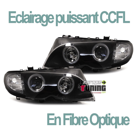 2 PHARES FEUX NOIRS ANGEL EYES ANNEAUX LED CCFL BMW SERIE 3 E46 5 PORTES 2001-2005 (02865)