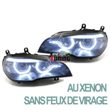 PHARES NOIRS ANNEAUX LED 3D AU XENON SANS FEUX DE VIRAGE BMW X5 E70 2007-2010 PH1 (05472)