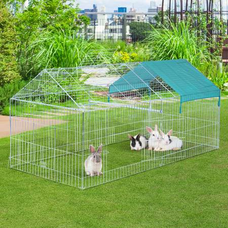 Parc enclos acier cage extérieure 3 portes et trappe surface abrité PE