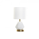 Lampe de bureau DKD Home Decor Blanc Polyester Métal Céramique 220 V Doré 50 W
