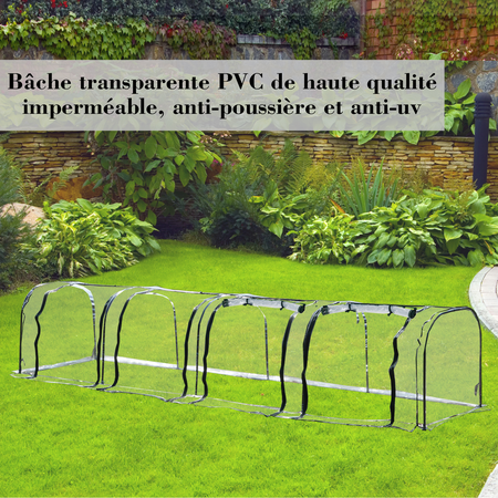 Serre de jardin tunnel bâche PVC métal époxy vert