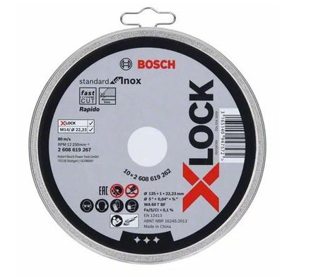 Disque à tronçonner X-LOCK 125x1mm Standard pour Inox - BOSCH - 2608619262