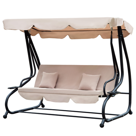 Balancelle de jardin 3 places convertible beige noir