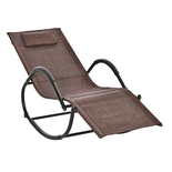 Chaise longue à bascule rocking chair design métal textilène brun
