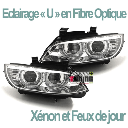 PHARES FEUX CELIS LEDS EN U BMW SERIE 3 E92 & E93 PHASES 1 AU XENON COUPE CABRIOLET (04760)