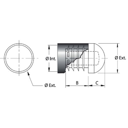 Embout intérieur rond plastique noir 32mm - FORTAPS - 20-32