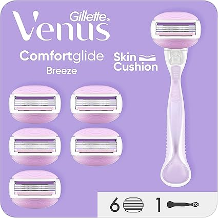 Gillette Venus Comfortglide Breeze Rasoir - 1 Manche, 6 Recharges de Lames, À 3 Lames - Rasage en Douceur