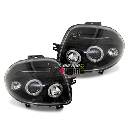 PHARES NOIRS ANGEL EYES FEUX A ANNEAUX RENAULT CLIO 2 CLIO B 98-01 (13549)