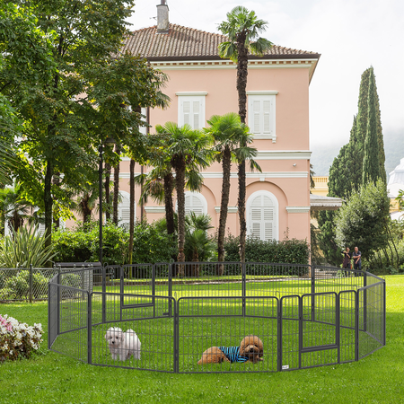 Parc enclos modulable pour animaux - acier noir