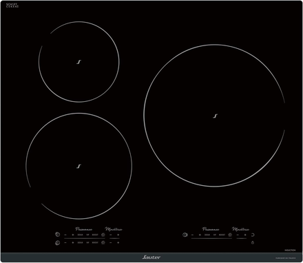 Sauter - SPI9544B - Plaque Induction - Table de Cuisson Encastrable - Noir - 3 Foyers - 7400W - Dimensions Encastrement : 56x49cm - Grand Foyer 28 cm - Fabriqué en France