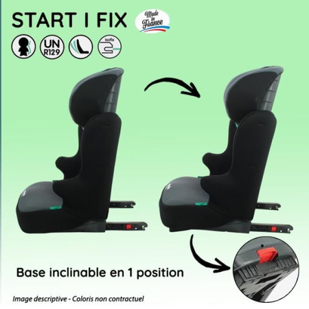 Siege Auto Rehausseur isofix NANIA START I FIX 106-140cm R129 ‚Äìde 5 a 10 ans‚Äì Tetiere réglable‚Äì Base inclinable ‚Äì Marron -Fabricat