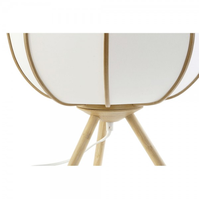 Lampe de bureau DKD Home Decor Blanc Polyester Bambou 220 V 50 W