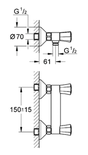 Mélangeur de douche COSTA L entraxe 150 mm bicommande - GROHE - 26330-001