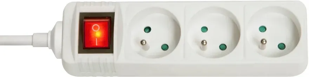 Multiprise 3 prises Lindy + Interrupteur 1.50m (Blanc)
