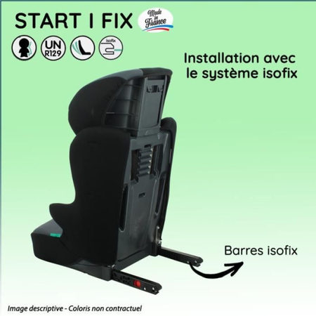 Siege Auto Rehausseur isofix NANIA START I FIX 106-140cm R129 ‚Äìde 5 a 10 ans‚Äì Tetiere réglable ‚Äì Base inclinable ‚Äì Rouge -Fabricat