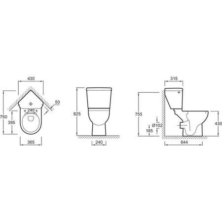 Pack WC d'angle ODEON UP sortie horizontale - JACOB DELAFON - E0373-00