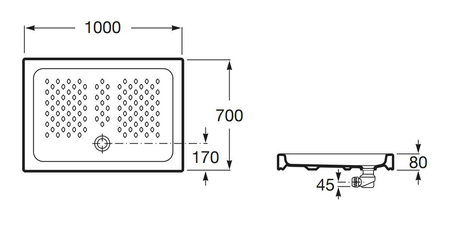 Receveur de douche ITALIA 100x70x8cm céramique blanc - ROCA - A3740HT000