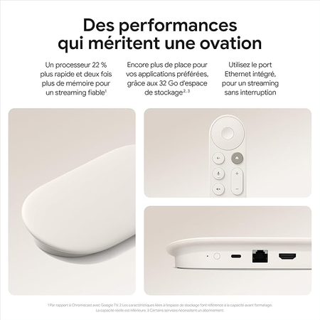 Google TV Streamer 4K – Streaming Rapide sur TV avec Recherche Vocale et Télécommande – 32 Go de Stockage – Porcelaine