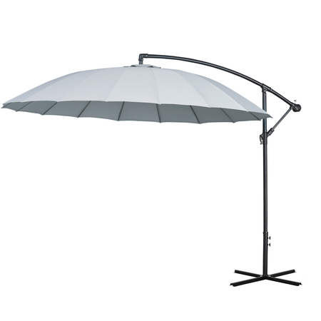 Parasol déporté rond inclinable dim. Ø 2,96 x 2,6H m polyester