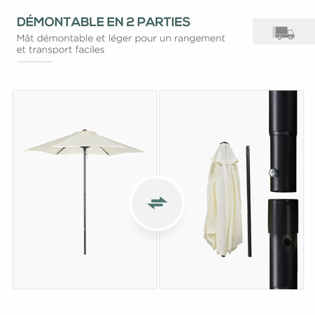 Parasol droit de jardin Ø 1,96 m alu. polyester