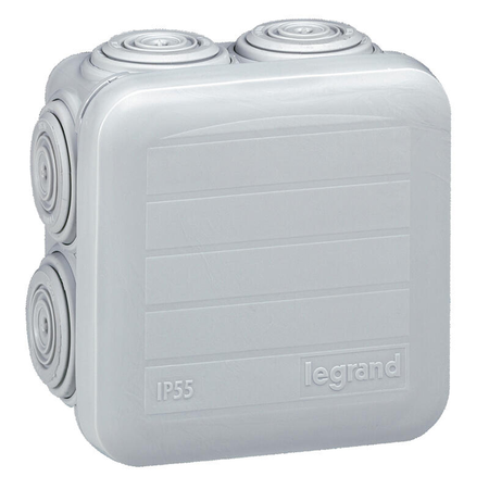 Boîte de dérivation PLEXO carré gris D 65x65x40mm - LEGRAND - 092005