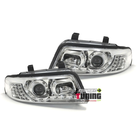 FEUX PHARES AVANTS CHROME DEVIL EYES LED AUDI A4 B5 PHASE 2 (02821)