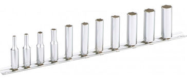 Jeu de 11 douilles longues 6 pans 1/4'' sur rack de rangement - SAM OUTILLAGE - RHL-J11R