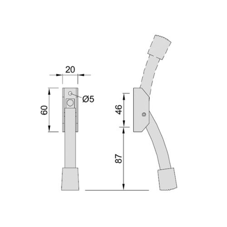 Arrêt de porte à bascule 1076 02 argent - KWS - 107602