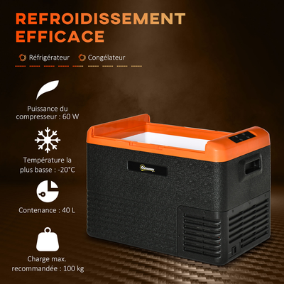 Glacière congélateur portable à compression orange noir