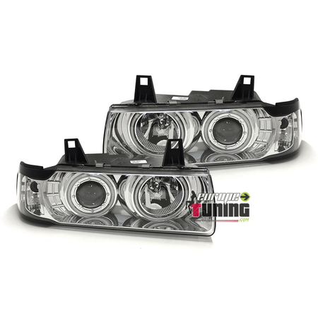 PHARES FEUX AVANTS ANNEAUX CCFL ANGEL EYES BMW SERIE 3 E36 BERLINE TOURING (13711)